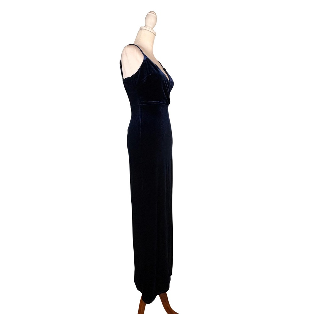 Lulus Graceful Glamour Navy Blue Velvet Maxi Dress S NWT Sexy Sirencore Elegant - Picture 4 of 8